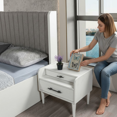 Table de nuit compacte moderne blanche