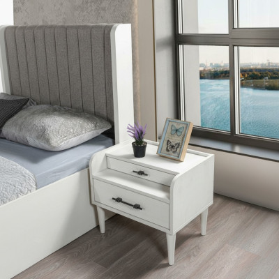 Table de nuit compacte moderne blanche