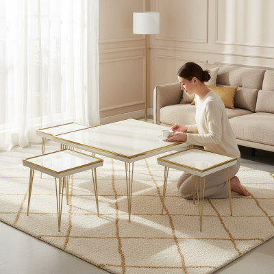 Ensemble de tables basses en bois moderne