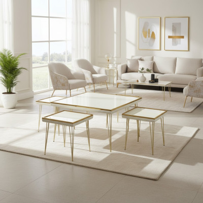Ensemble de tables basses en bois moderne