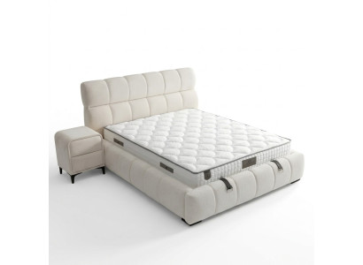 Lit bleu élégant avec matelas en textile et en bois