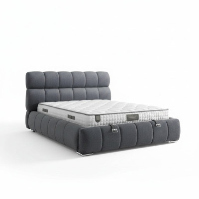 Lit bleu moderne avec matelas en textile et en bois