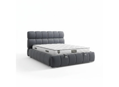Lit bleu moderne avec matelas en textile et en bois
