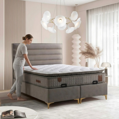 Lit beige avec matelas – Meuble élégant pour la chambre