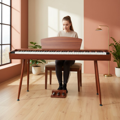 Piano numérique piano d'intérieur instrument à touches numérique 135cm cerise rouge
