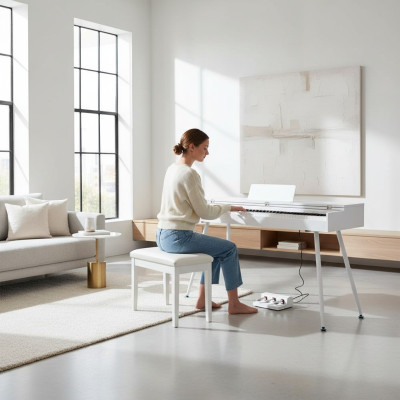 Piano numérique blanc brillant