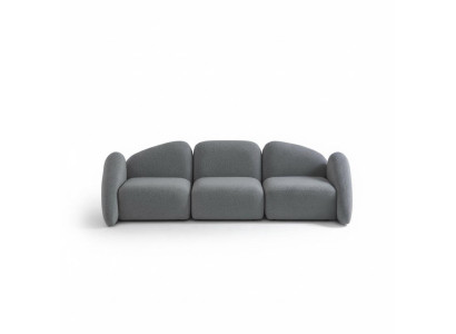 Moderner grauer Stoff 4-Sitzer Sofa mit Holzrahmen