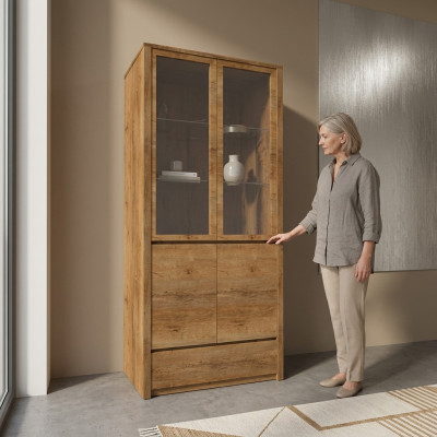 Buffet vitrine avec porte et tiroir