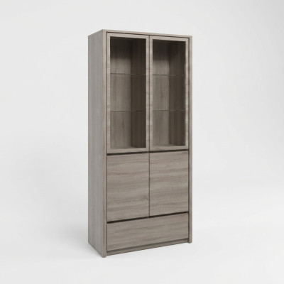 Vitrine de cuisine avec tiroir et étagères en verre