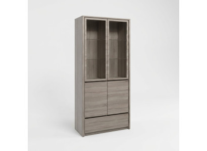 Vitrine de cuisine avec tiroir et étagères en verre