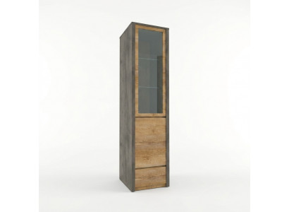 Vitrine avec tiroir et étagères en verre