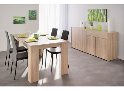 Moderne Essgruppe Holzoptik mit 4 Stühlen und Sideboard