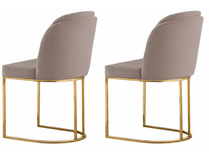 Elegantes Paar Stühle mit weichem Stoffbezug und goldfarbenem Rahmen
