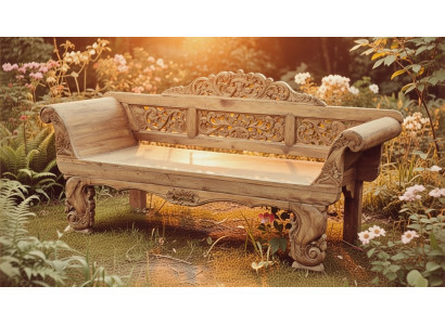 Elegante Holzbank im klassischen Design für Garten Terrasse