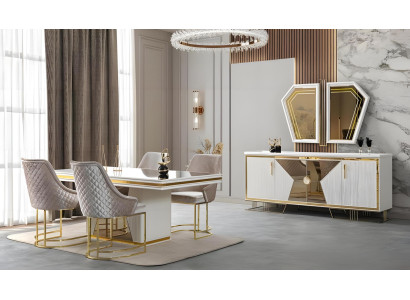 Luxuriöses 8-tlg Esszimmer Set mit Stühlen und edlem Sideboard