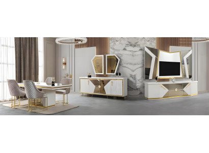Exklusives Esszimmer Set mit Esstisch 4 Stühlen Sideboard TV Ständer