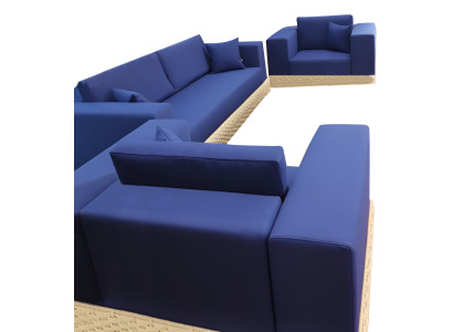 Designer Blaues Sofa-Set Exklusive Polstersofas Edle Sitzsessel 3tlg