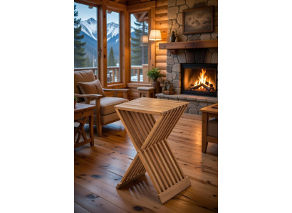 Eleganter Beistelltisch aus Holz im modernen Design mit X-Form