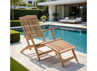 Holz Liegestuhl für Garten Terrasse und Balkon mit verstellbarer Lehne