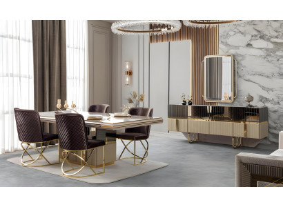 Hochwertiges Esszimmer-Set mit Esstisch 4 Stühlen und eleganten Design
