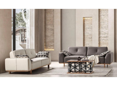 Luxuriöses stilvolles Wohnzimmer-Set 3+3-Sitzer Stoffsofa Polstermöbel