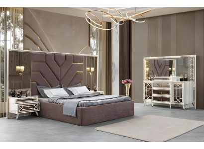 Exklusives Schlafzimmer-Set mit Bett 2 Nachttischen und Schminktisch