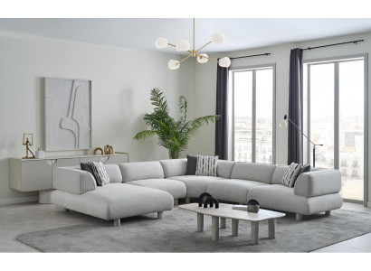 Elegantes Graues Ecksofa Polstercouch Edle Couchtische Luxus Set