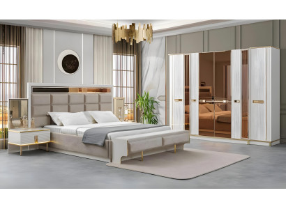 Elegantes Schlafzimmer-Set mit Bett 2 Nachttischen und Kleiderschrank