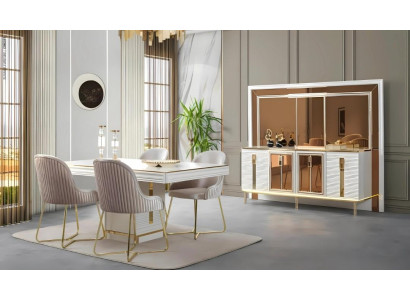 Elegantes Esszimmer Set mit Esstisch 4 Stühlen und einem Sideboard