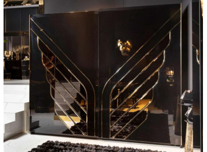 Exklusiver Schwarzer Kleiderschrank Schlafzimmer Holzschrank Schrank