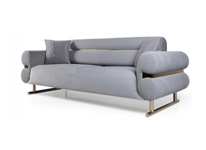Graues modernes 3-Sitzer-Sofa Stoff-Polstersofa Wohnzimmermöbel