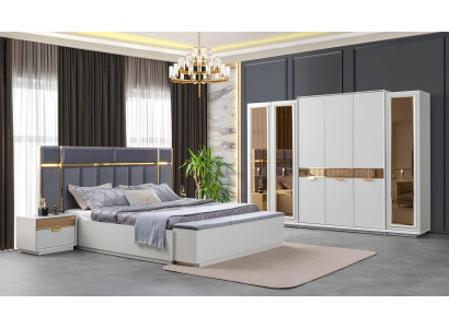 Elegantes Schlafzimmer-Set mit Bett 2x Nachttischen und Kleiderschrank