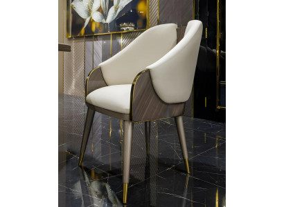 Eleganter Stuhl mit goldenen Details und hochwertiger Polsterung