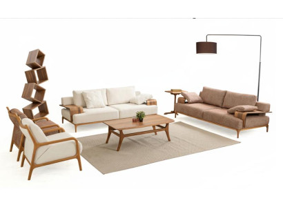Wohnzimmer-Set 3-Sitzer-Sofa Sessel Moderner Stil Weiches Sofa Neu