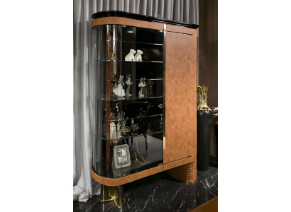 Klassische Braune Wohnzimmer Vitrine Designer Glasvitrine Schrank