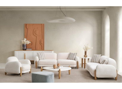 Elegante Weiße Wohnzimmer Sofas Designer Sessel Polstergarnitur 3tlg