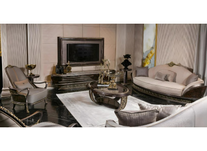 Elegante Wohnzimmer Sitzgarnitur Polstersofa Loungesessel RTV Tisch