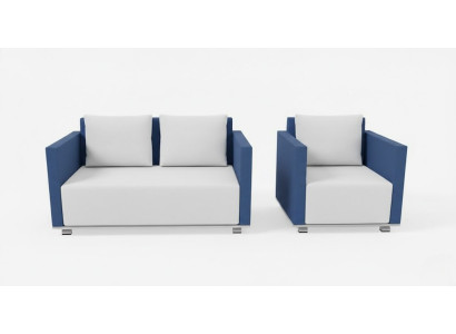 Minimalistisches Sofa-Set Modernes Design Blaue Farbe Glatte Ecken