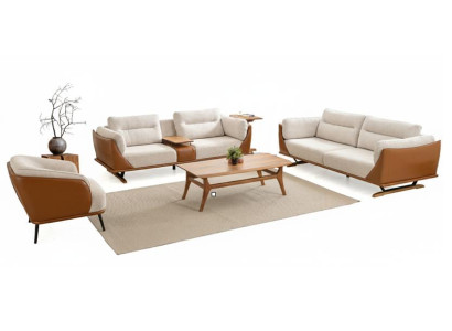 Wohnzimmer-Set 3-Sitzer-Sofa 2-Sitzer-Sessel Weiß Moderner Stil Neu