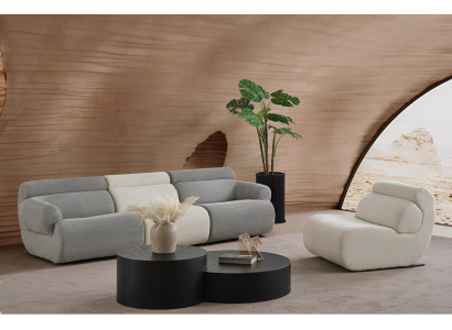 Edle Stoffgarnitur Designer Polstersofa Moderner Textilsessel 2tlg