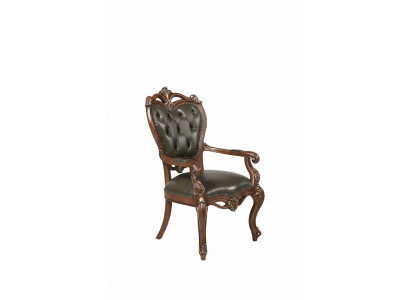 Luxuriöser Sessel Neobarockstil Holzrahmen Braune Goldene Patinar