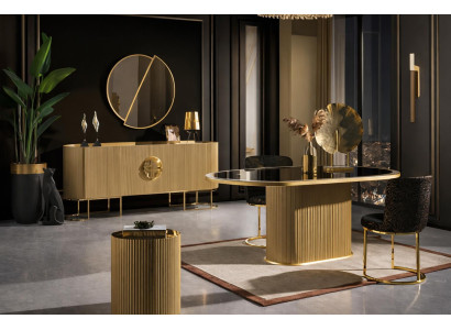 Luxuriöses Esszimmer Set Tisch Stühle Sideboard Spiegel Beistelltisch