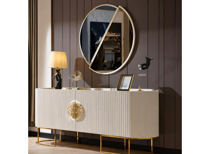 Luxuriöses Sideboard Set mit Spiegel und goldenen Dekorationen