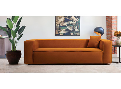 Eleganter Oranger 3-Sitzer Hochwertiges Polstersofa Elegante Couch