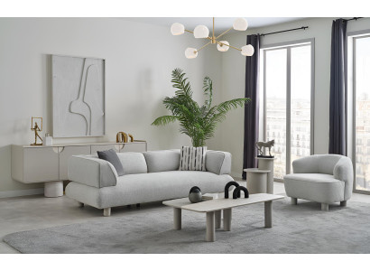 Exklusive Graue Wohnzimmer Garnitur Polstercouch 3-Sitzer Einsitzer