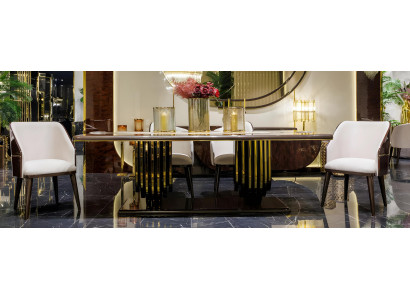 Luxuriöses Esszimmer-Set Exklusiver Esstisch 4x Küchenstühle 5tlg