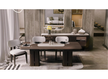Elegantes Esszimmer Set Holztisch Edle 4x Polsterstühle Sideboard