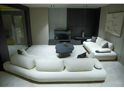 Elegantes Wohnzimmer-Set 5+3 Sitzer Farbe: Weiß Modernes Design - 2TLG