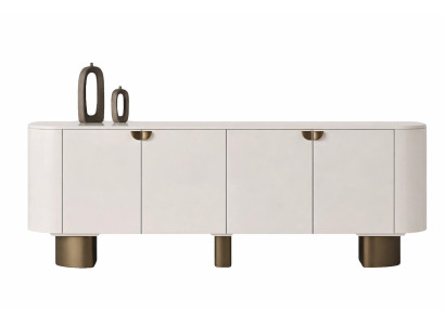 Elegante weiße Konsole mit goldenen Akzenten und modernem Design