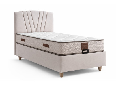 Einzelbett Moderner Stil Weiches Bett Beigefarben Bett mit Stauraum